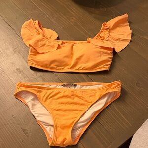Orange/Coral ruffled Bikini Set